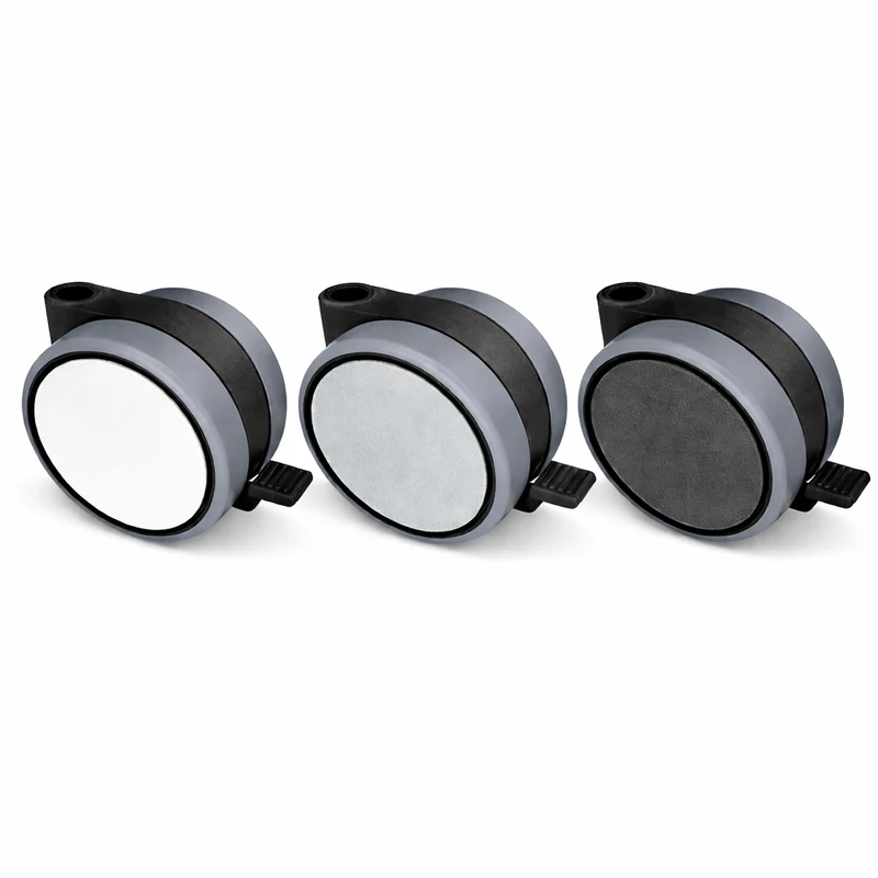 Doppelrolle mit weicher Lauffläche, Feststeller und durchgehender Radachse, Ø75mm, silber