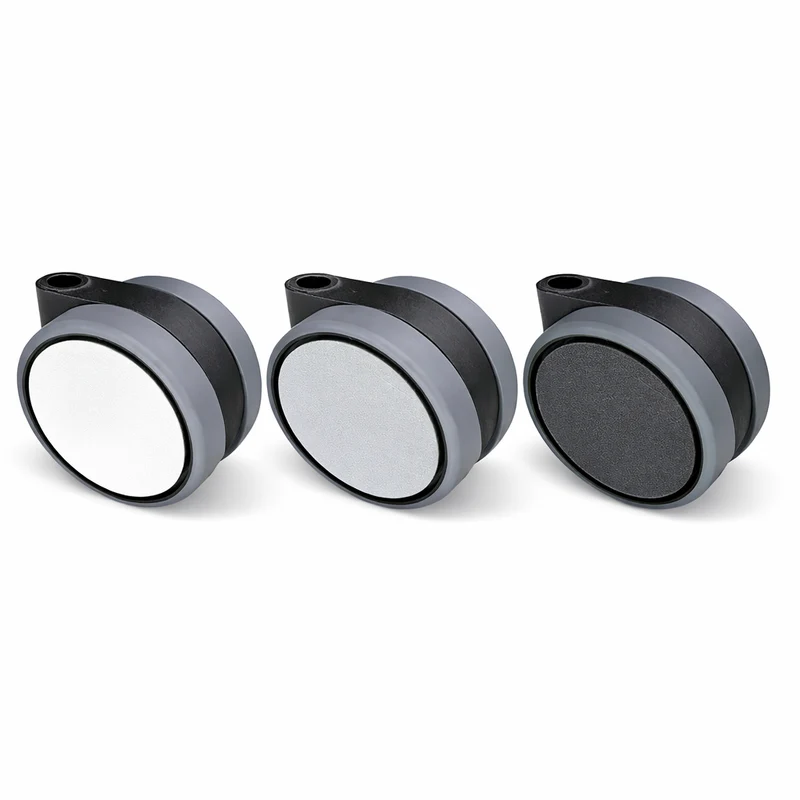 Doppelrolle Ø 75 mm in schwarz mit weicher Lauffläche grau & durchgehende Radachse