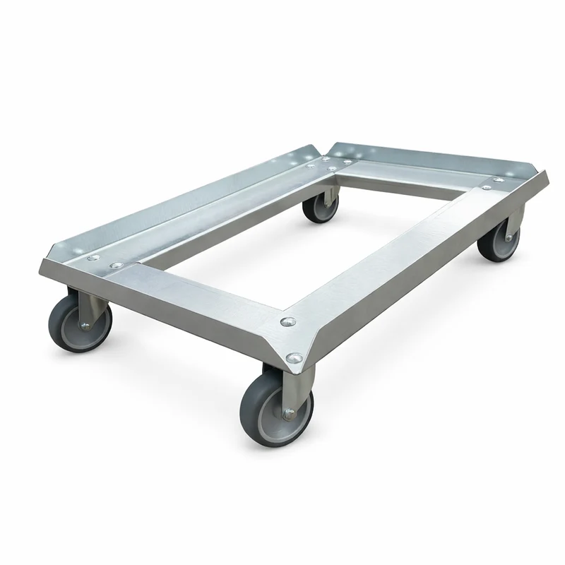 Euroboxen-Rollwagen für Euroboxen 600x400, 4x Lenkrollen, stabile Ausführung aus Stahlblech