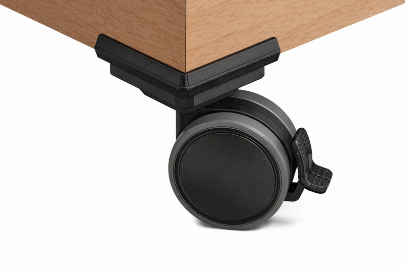 Lenkrollen-Set Ø 75 mm mit Feststeller, Stift 10/10, Kantenschutz und Montageblock