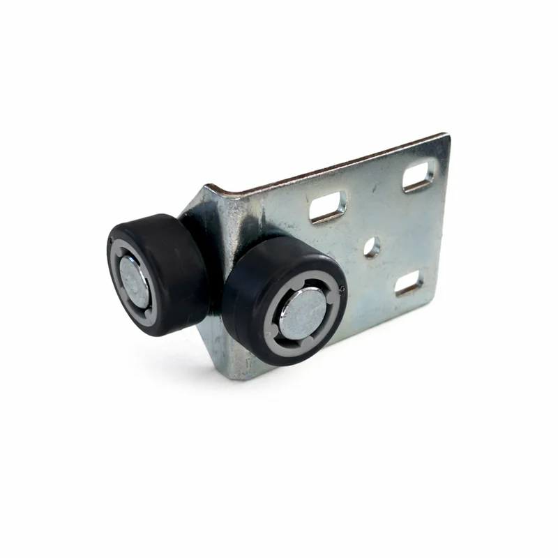 Kopfteilrolle 76x53 mm verzinkt mit 2x Rad Ø 30 mm, weiche Lauffläche