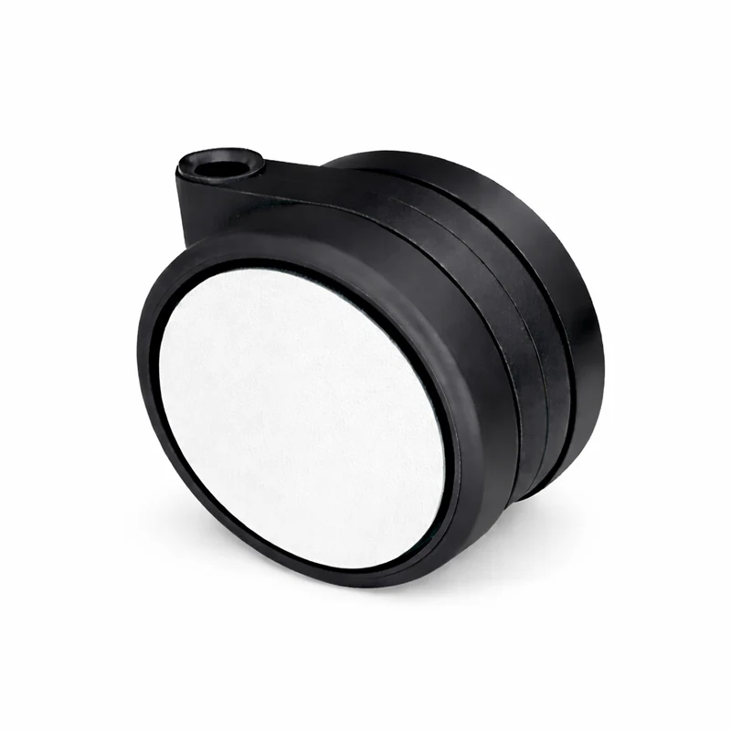 Doppelrolle mit weicher Lauffläche schwarz und durchgehender Radachse, Ø75mm, weiss