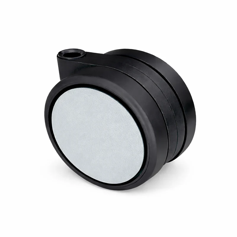 Doppelrolle mit weicher Lauffläche schwarz und durchgehender Radachse, Ø75mm, silber
