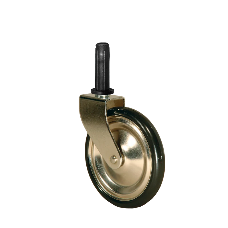 Teewagenrolle Ø 75 mm vernickelt, Stift Ø 7x32 mm, Befestigungshülse Ø 10x37 mm
