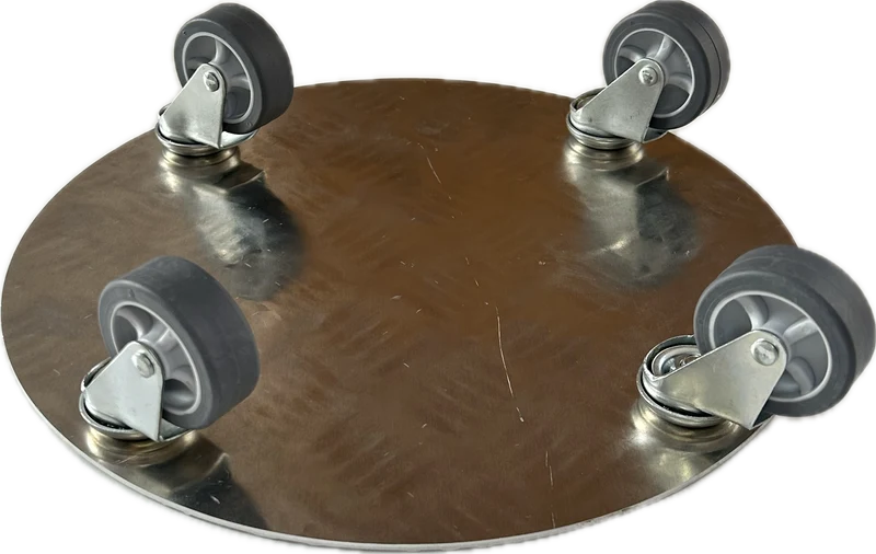 Pflanzenroller Ø300mm aus Aluminium Riffelblech, 4x Apparaterrolle Ø50mm fertig montiert