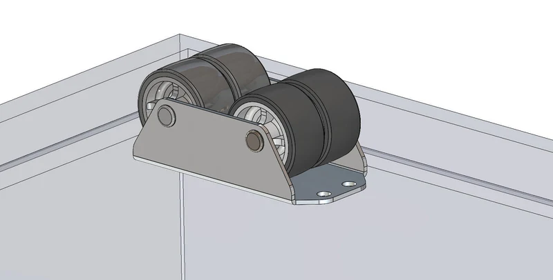 Sonderkonstruktion Kastenbockrolle Ø 40 mm mit weicher Lauffläche, 4x Rad