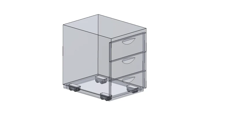 Sonderkonstruktion Kastenbockrolle Ø 40 mm mit weicher Lauffläche, 4x Rad