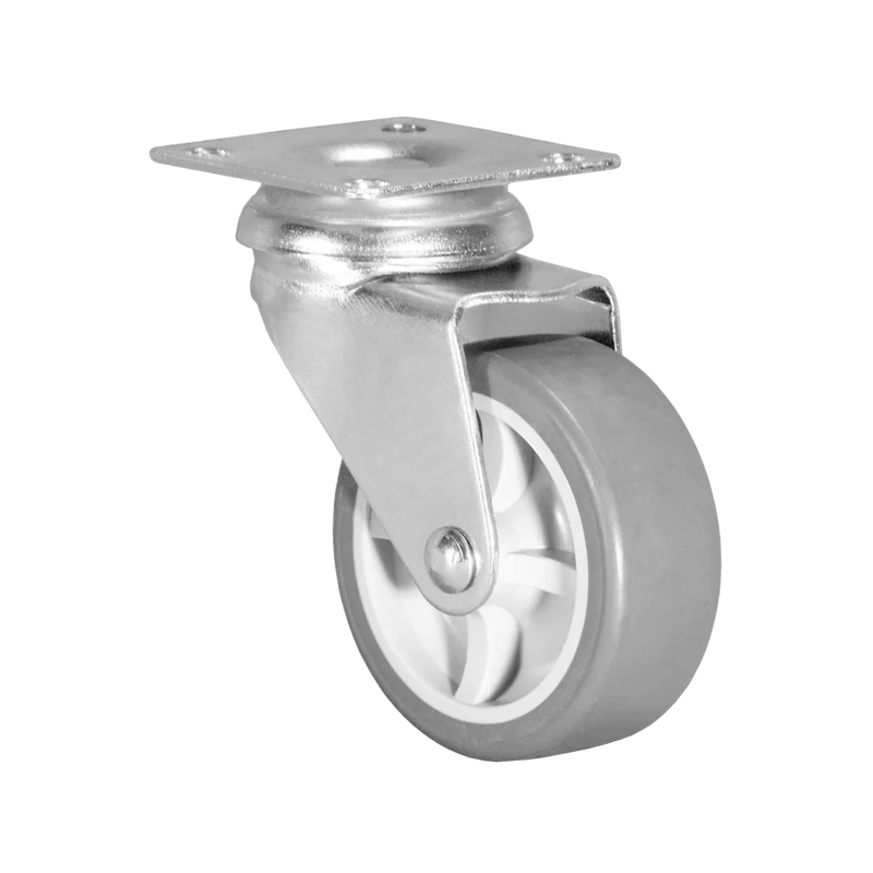 Ø 100 mm Apparaterolle mit weicher Lauffläche, Anschraubplatte 60x60 mm