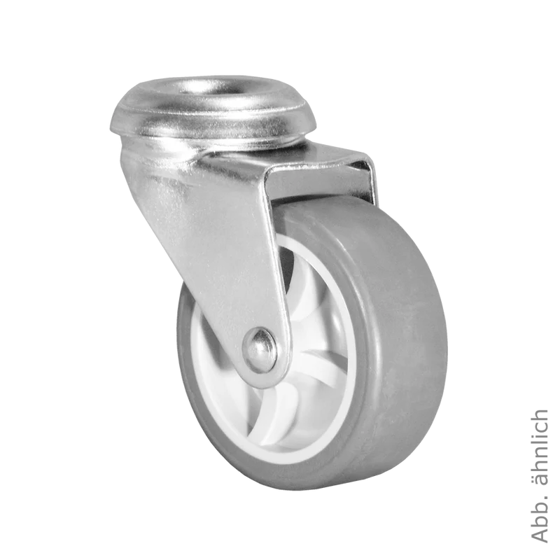 Ø 75 mm Apparaterolle mit weicher Lauffläche, Rückenloch Ø 10,2 mm