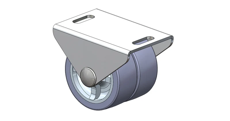 Ø 50 mm, Sonderkonstruktion Kastenbockrolle mit weicher Lauffläche, 2x Rad