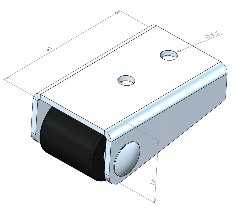 Kastenbockrolle Ø 16 mm mit harter Lauffläche | Sonderkonstruktion
