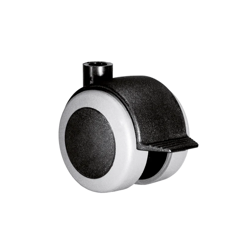 Doppelrolle Ø 50 mm mit weicher Lauffläche grau und Feststeller