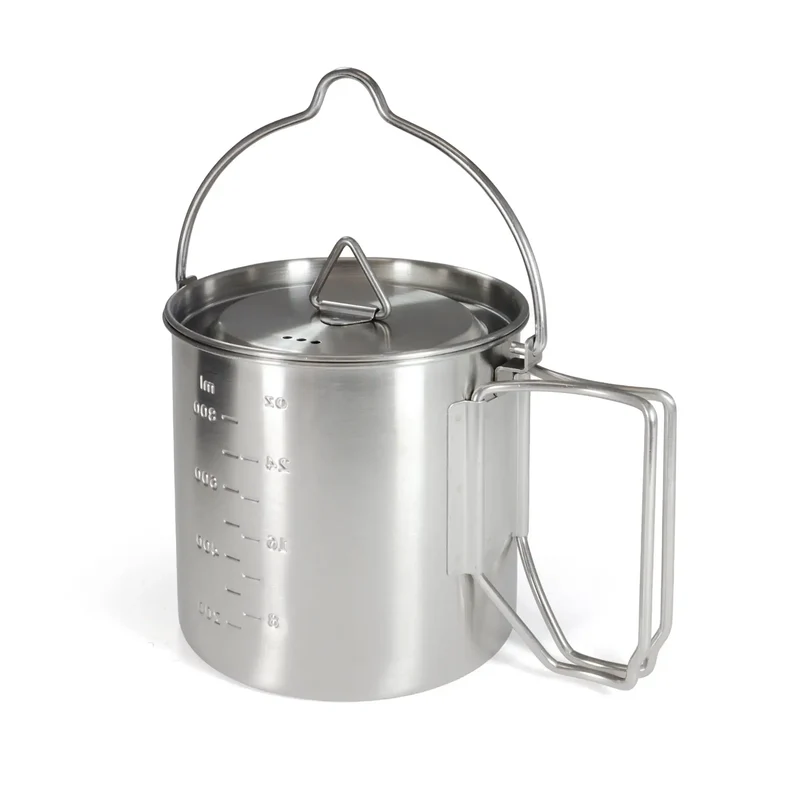 Edelstahl Camping Topf 2 in 1