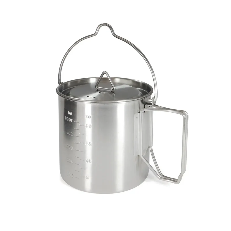 Edelstahl Camping Topf 2 in 1
