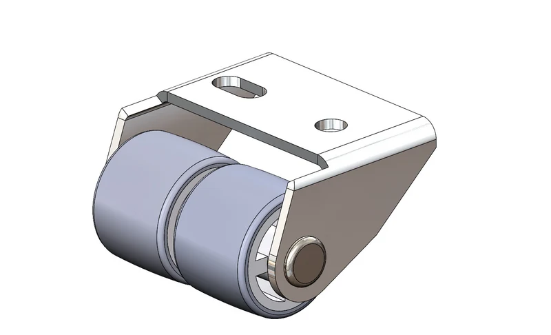 Ø 25 mm, Sonderkonstruktion Kastenbockrolle mit weicher Lauffläche, 2x Rad