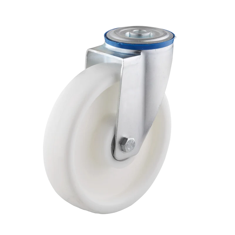 Ø 100 mm, Lenkrolle mit Rückenloch, Radkörper aus Polypropylen mit Kugellager