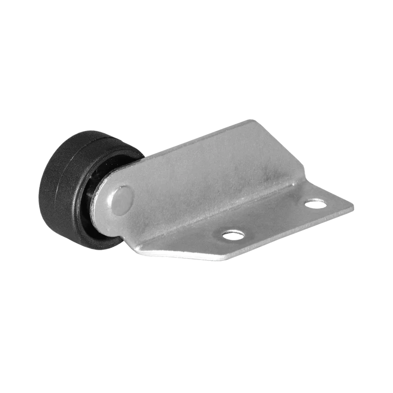 Winkel 22x50 mm verzinkt mit Rolle Ø 030 mm, harte Lauffläche, Ausführung links