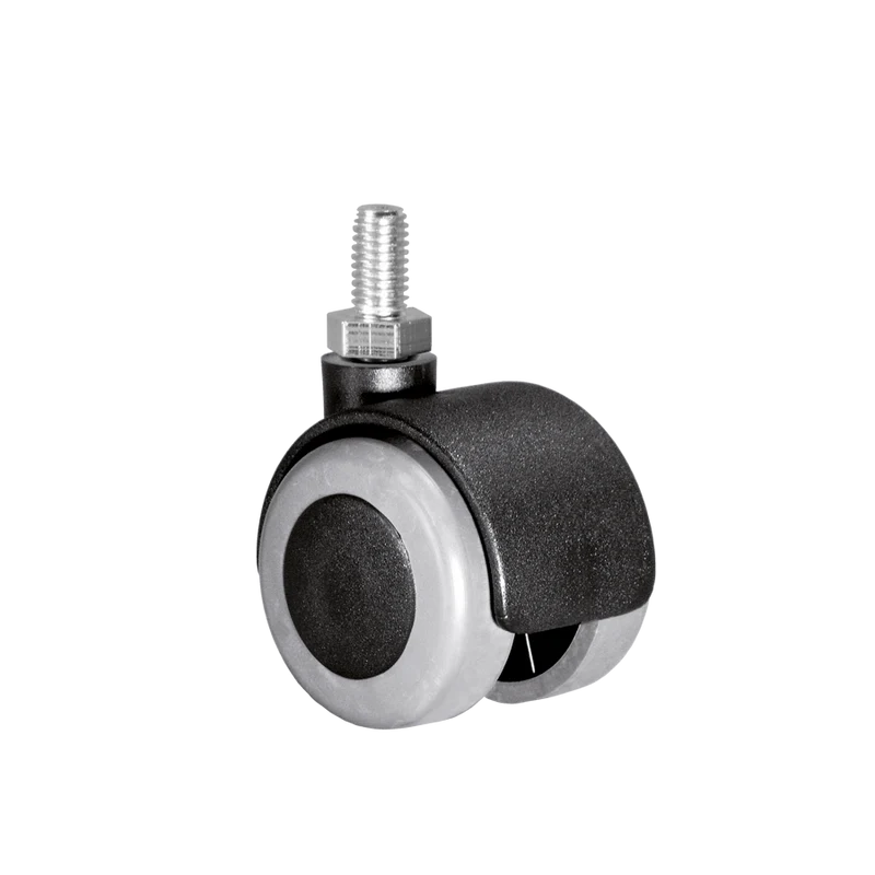 Doppelrolle Ø 50 mm mit weicher Lauffläche grau, Gewindestift M8x15 mm