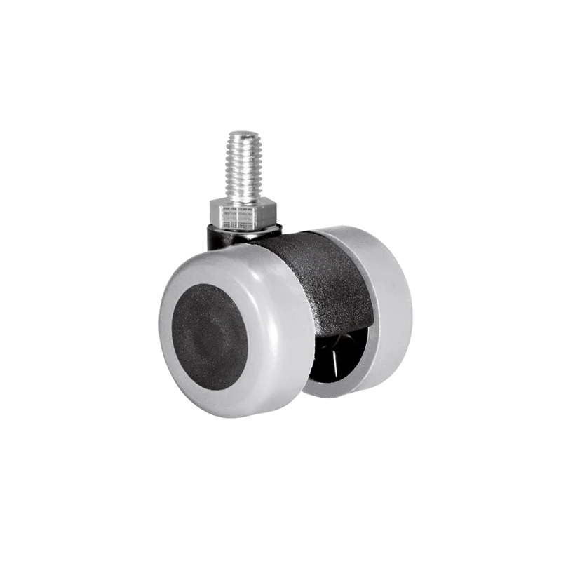 Doppelrolle Ø 35 mm mit weicher Lauffläche grau, Gewindestift M10x15 mm