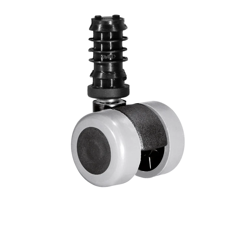Doppelrolle Ø 35 mm mit weicher Lauffläche grau, Befestigungshülse Ø 13x37 mm
