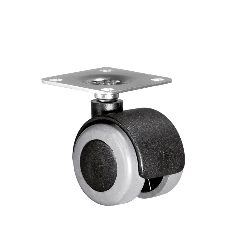 Doppelrolle Ø 50 mm mit weicher Lauffläche grau, Anschraubplatte 40x40 mm
