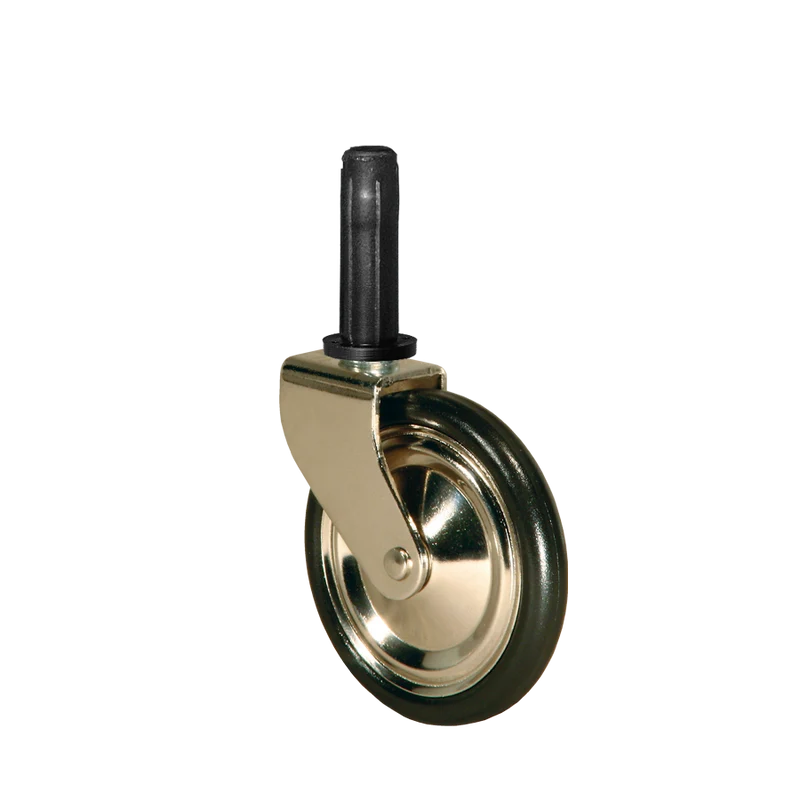 Teewagenrolle Ø 60 mm vernickelt, Stift Ø 7x32 mm, Befestigungshülse Ø 13x37 mm