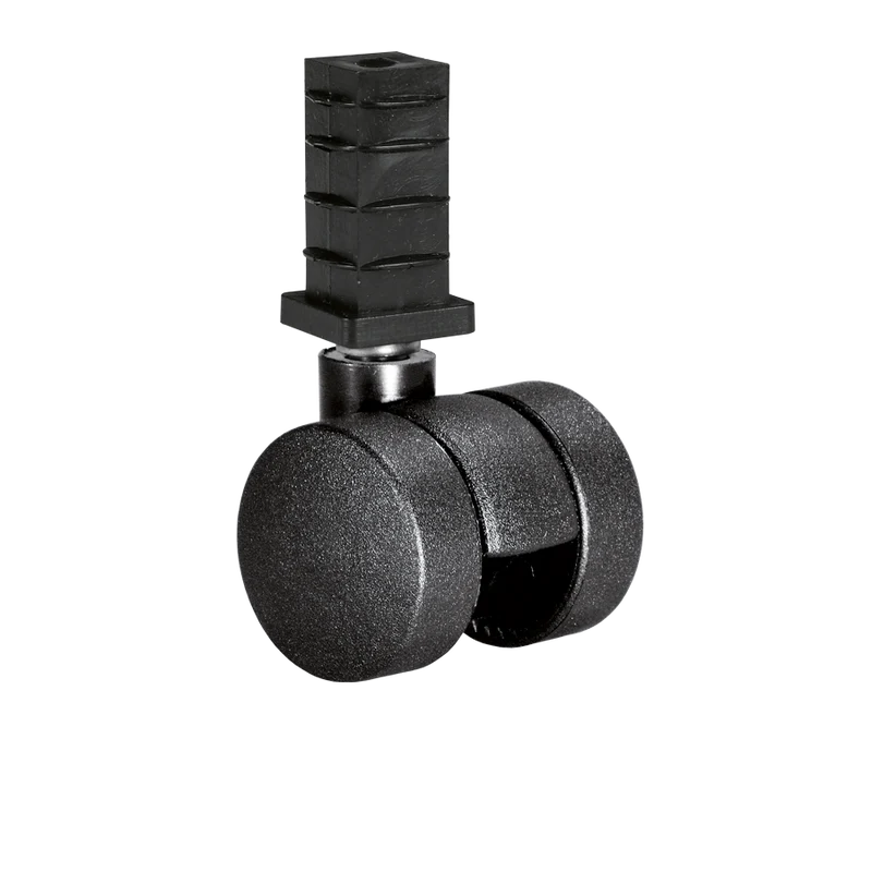 Doppelrolle Ø 35 mm mit harter Lauffläche, Klemmringstift Ø 8x58 mm, Quadratrohrhülse 30x30x1,5 mm