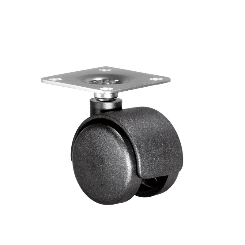 Doppelrolle Ø 40 mm mit harter Lauffläche, Anschraubplatte 40x40 mm