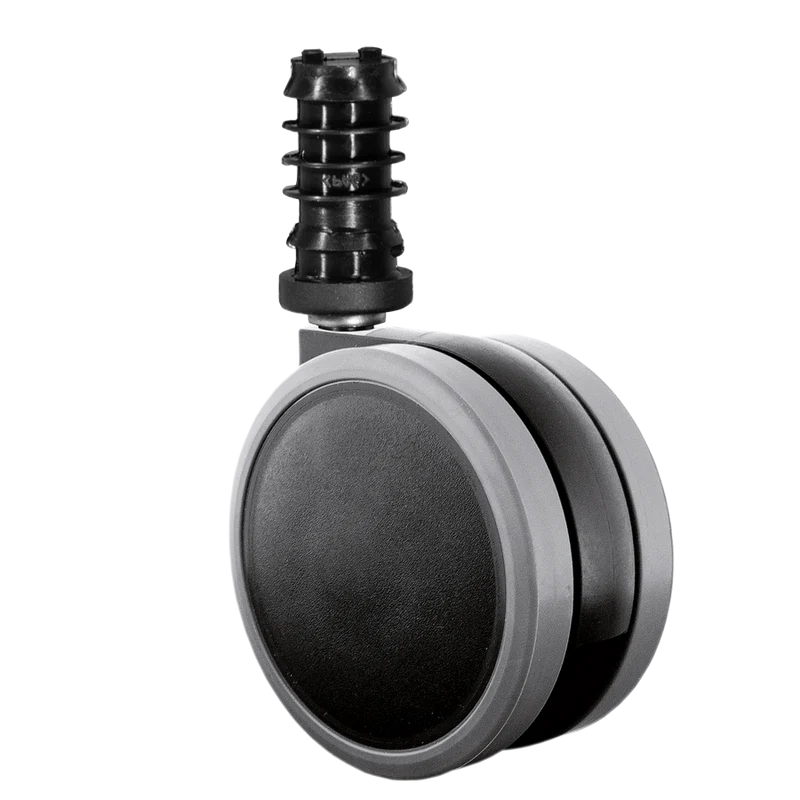 Doppelrolle Ø 65 mm mit weicher Lauffläche, Klemmringstift Ø 8x58 mm, Befestigungshülse Ø 10x37 mm