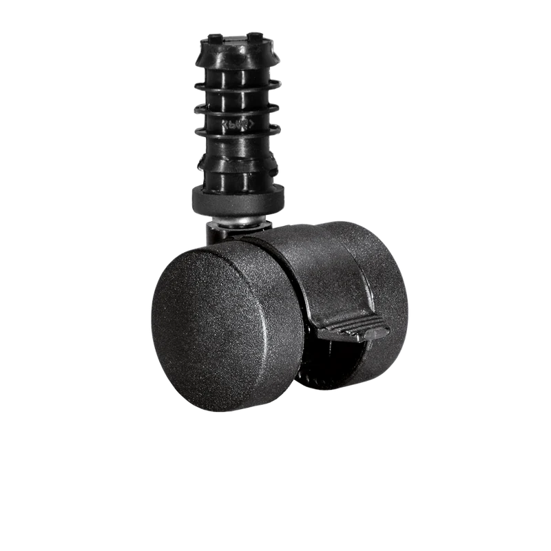 Doppelrolle Ø 35 mm mit harter Lauffläche und Feststeller, Klemmringstift Ø 8x58 mm, Befestigungshülse Ø 10x37 mm