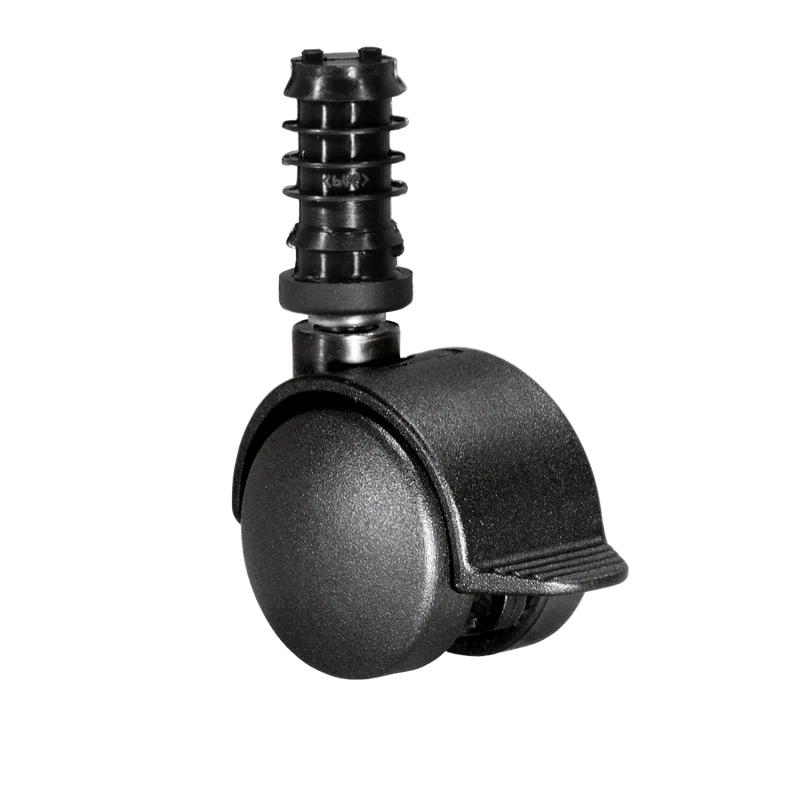 Doppelrolle Ø 40 mm mit harter Lauffläche und Feststeller, Klemmringstift Ø 8x58 mm, Befestigungshülse Ø 10x37 mm