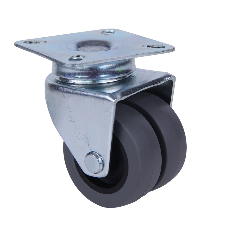 Ø 50 mm Apparaterolle mit weicher Lauffläche, Zwillingsbereifung, Anschraubplatte 60x60 mm