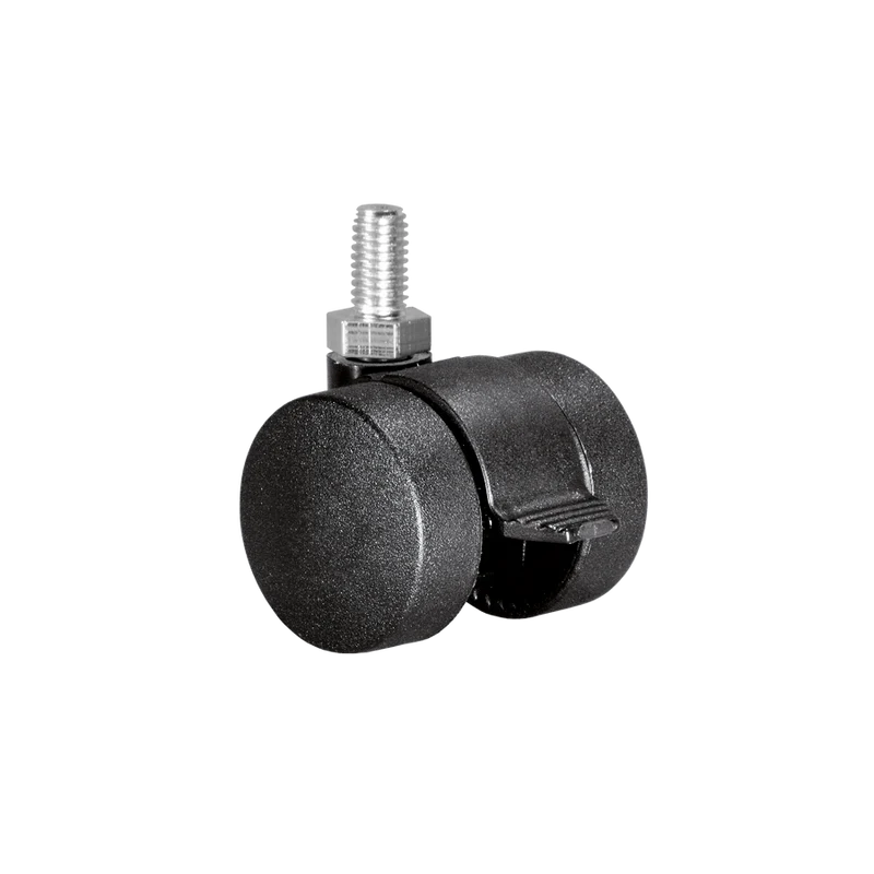 Doppelrolle Ø 35 mm mit harter Lauffläche und Feststeller, Gewindestift M10x15 mm
