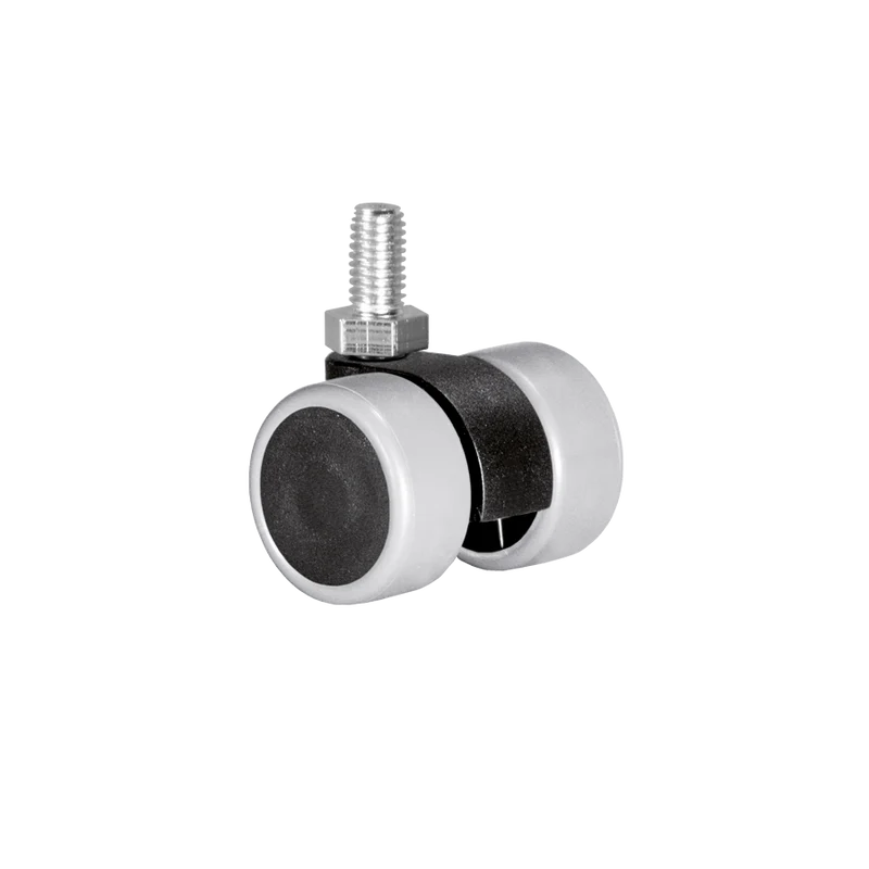 Doppelrolle Ø 30 mm mit weicher Lauffläche grau, Gewindestift M8x12 mm