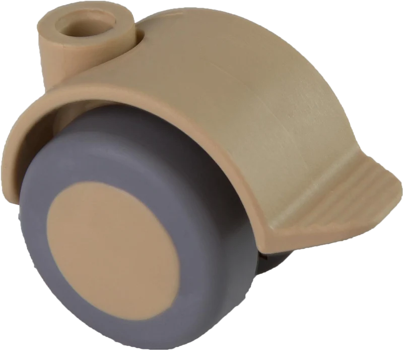Doppelrolle Ø 40 mm mit weicher Lauffläche grau und Feststeller, Bohrung Ø 8mm, sand