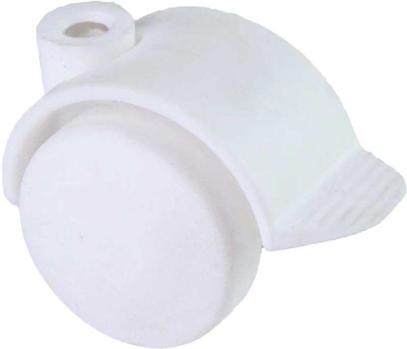 Doppelrolle Ø 40 mm mit harter Lauffläche und Feststeller, Bohrung Ø 8mm, weiss