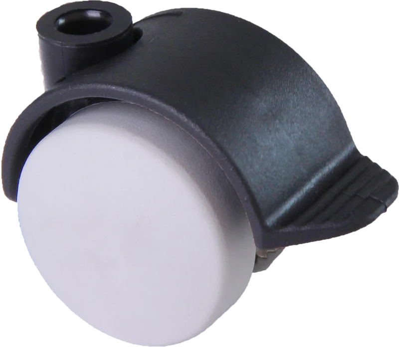 Doppelrolle Ø 40 mm mit harter Lauffläche und Feststeller, Bohrung Ø 8mm, schwarz-weiss