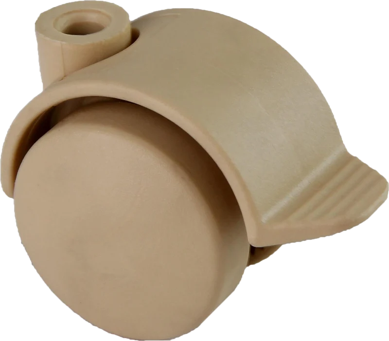 Doppelrolle Ø 40 mm mit harter Lauffläche und Feststeller, Bohrung Ø 8mm, sand