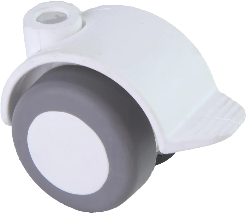 Doppelrolle Ø 40 mm mit weicher Lauffläche grau und Feststeller, Bohrung Ø 8mm, weiss