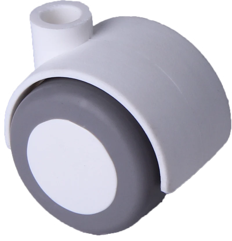 Doppelrolle Ø 40 mm mit weicher Lauffläche grau, Bohrung Ø 8mm, weiss