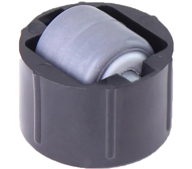 Stollenrolle mit Rad mit weicher Lauffläche grau, Ø 16 mm, für Bohrung Ø 25 mm, Bauhöhe 4 mm