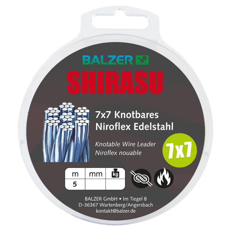 7x7 Stahlvorfach (knotbar / erhitzbar) / 5 m