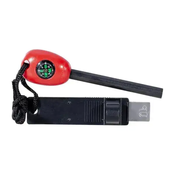 Feuerstarter mit Zündstein und Kompass