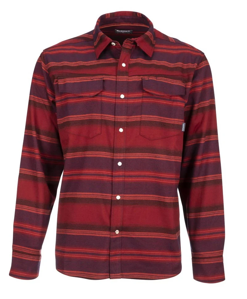 Simms Gallatin Flanellhemd Rich - Auburn Red Stripe