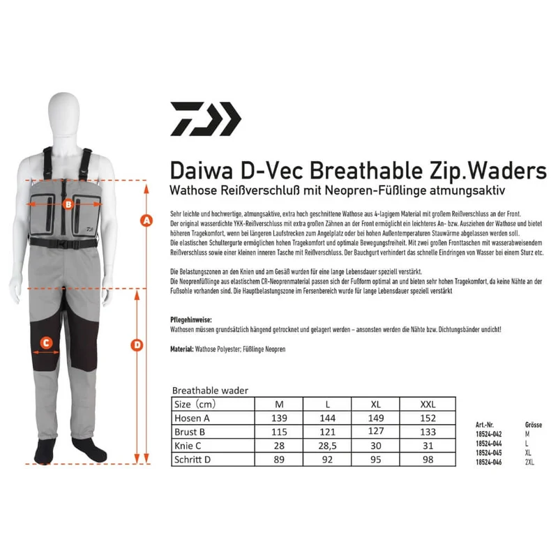 D-VEC Breathable Zipped Waders