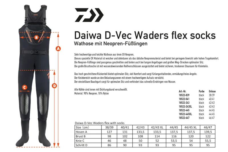D-VEC Flex Neoprene Waders with Socks