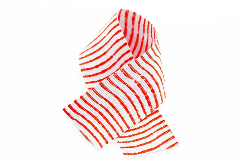Runde, gestreifte Gummibeine – Weiß/Orange