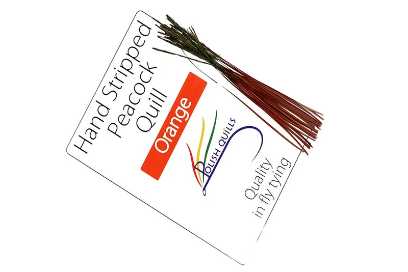 Handgeschälte Pfauenfeder - Orange