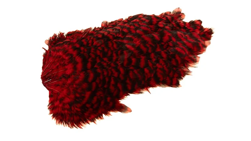 4 B's Hen Saddle Grizzly gefärbt Rot