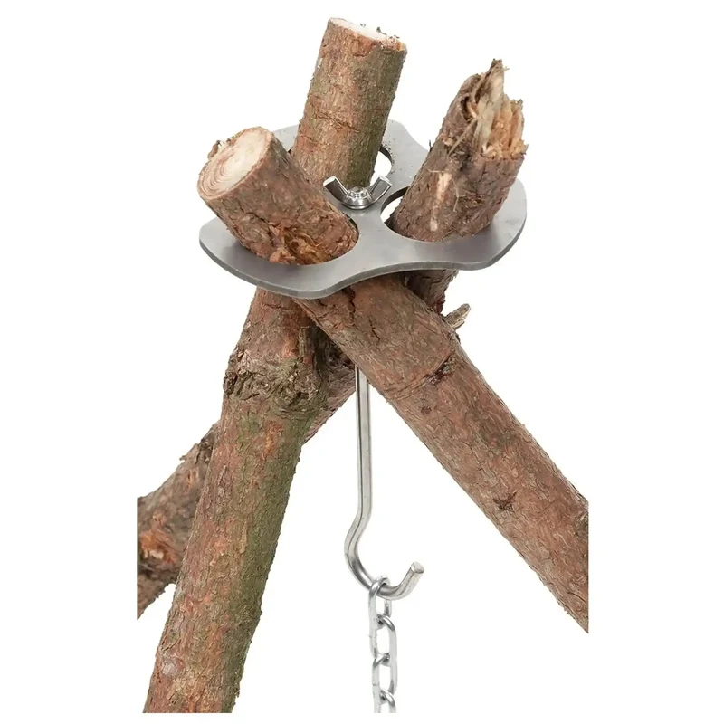 Outdoor Dreibeinhalter Edelstahl mit Kette und Haken